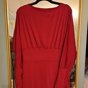 Elegant Red Long-Sleeve Dress